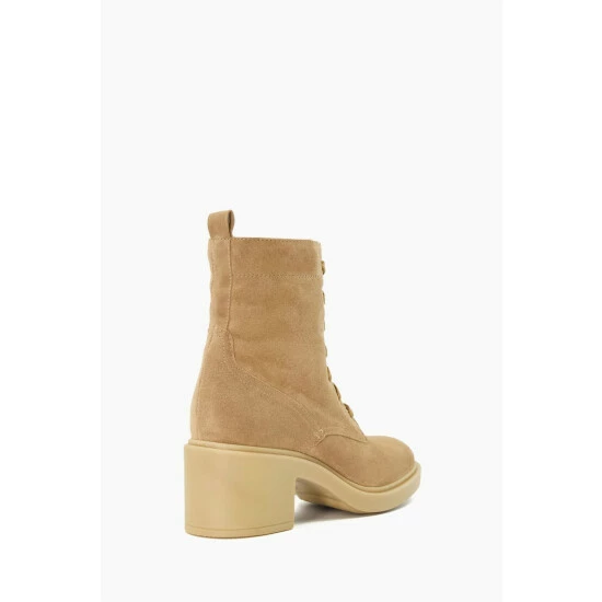 Dune London Pastel Suede Lace Up Heeled Brown Boots 5 Dune London Pastel Suede Lace Up Heeled Brown Boots - Image 3