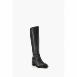 Alternative view of Dune London Wide Fit Black Tildings Strap Detail High Leg Boots