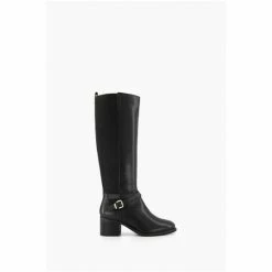 Dune London Wide Fit Black Tildings Strap Detail High Leg Boots -Dune London Sales unnamed file 2612