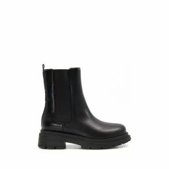 Dune London Girls Leather Chunky Tracker Sole Chelsea Black Boots