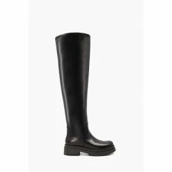 Dune London Taurus Over The Knee Stretch Black Boots