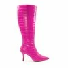 Dune London Pink Spritz Heeled Pointed Croc Effect Boots -Dune London Sales unnamed file 2649