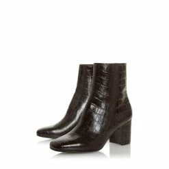 Alternative view of Dune London Oregon Brown Square Toe Mid Heel Ankle Boots