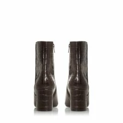 Dune London Oregon Brown Square Toe Mid Heel Ankle Boots -Dune London Sales unnamed file 2656