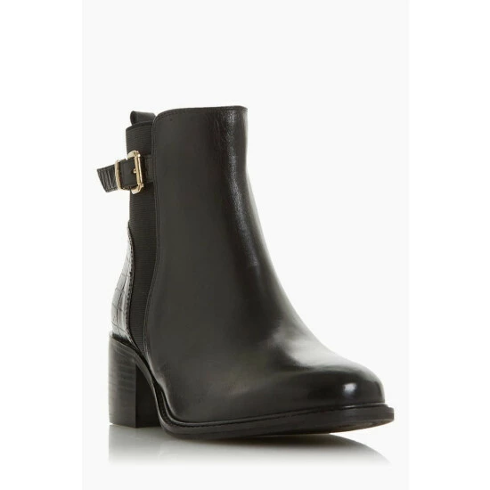 Dune London Black Poetic Buckle Block Heel Ankle Boots 4 Dune London Black Poetic Buckle Block Heel Ankle Boots - Image 2