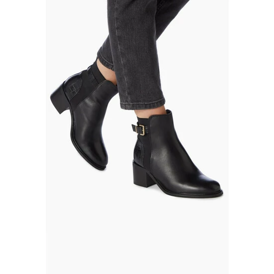 Dune London Black Poetic Buckle Block Heel Ankle Boots 7 Dune London Black Poetic Buckle Block Heel Ankle Boots - Image 5