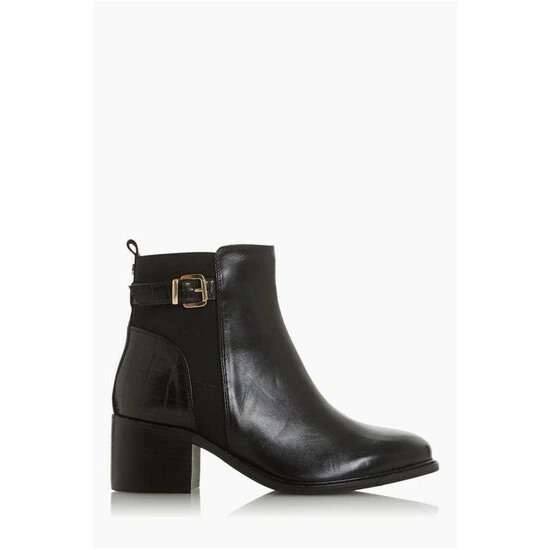 Dune London Black Poetic Buckle Block Heel Ankle Boots 8 Dune London Black Poetic Buckle Block Heel Ankle Boots - Image 6