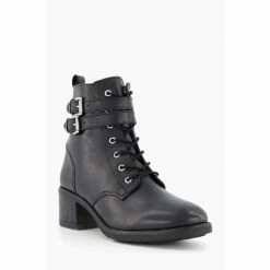Dune London Black Wf Paxan Buckle Detail Heeled Ankle Boots -Dune London Sales unnamed file 2679