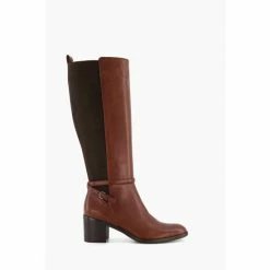 Dune London Taxie Classic Brown Block Heel Boots