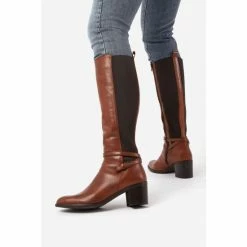 Dune London Taxie Classic Brown Block Heel Boots -Dune London Sales unnamed file 2696