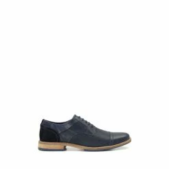 Dune London Blue Barino Embossed Toecap Gibson Shoes