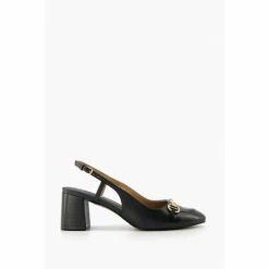 Dune London Black Cassie Snaffle Trim Sling Backs Sandals