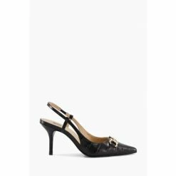 Dune London Black Click Snaffle Point Slingbacks
