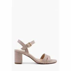 Dune London Gold Tone Metallic Merisa 2 Part Block Heel Sandals