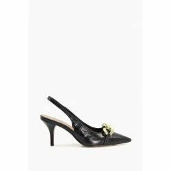 Dune London Canary Chain Open Black Courts