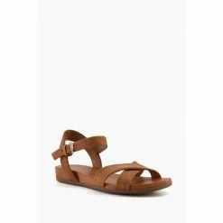 Alternative view of Dune London Brown Landie Cross Strap Comfort Sandals