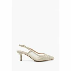 Dune London Wide Fit Gold Diana Mesh Detail Low Heel Sandals