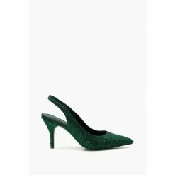 Dune London Green Captivating Ombré Crystal Slingback Courts
