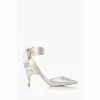 Dune London Daliah White Satin Ankle Tie Wedding Shoes