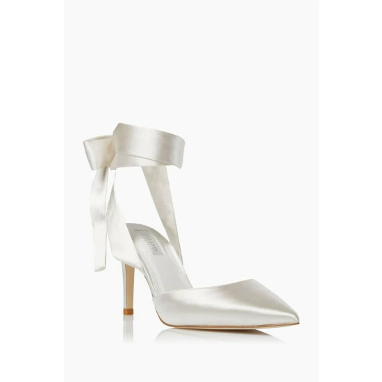 Dune London Daliah White Satin Ankle Tie Wedding Shoes 4 Dune London Daliah White Satin Ankle Tie Wedding Shoes - Image 2