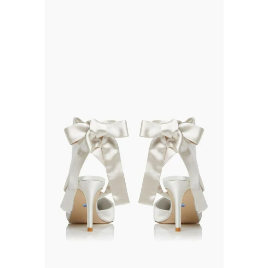 Dune London Daliah White Satin Ankle Tie Wedding Shoes 5 Dune London Daliah White Satin Ankle Tie Wedding Shoes - Image 3