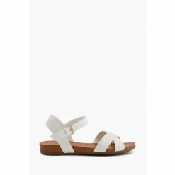Dune London White Landie Cross Strap Comfort Sandals