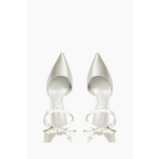 Dune London Daliah White Satin Ankle Tie Wedding Shoes 6 Dune London Daliah White Satin Ankle Tie Wedding Shoes - Image 4