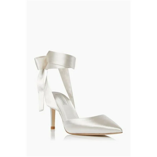 Dune London Daliah White Satin Ankle Tie Wedding Shoes 7 Dune London Daliah White Satin Ankle Tie Wedding Shoes - Image 5