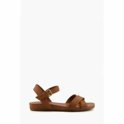 Dune London Brown Wf Landie Cross Strap Comfort Sandals