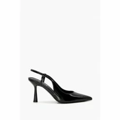 Dune London Cabanna Oval Sprayed Heel Black Sandals