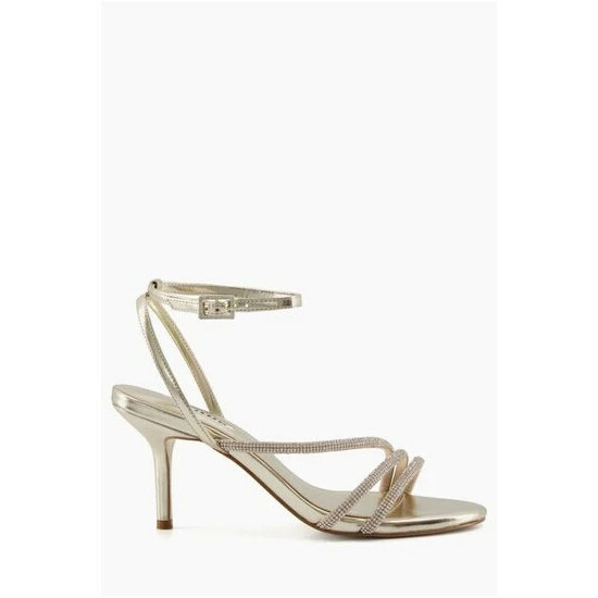 Dune London Gold Maximum Tubular Mid Heel Sandals 7 Dune London Gold Maximum Tubular Mid Heel Sandals - Image 5