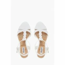 Dune London White Metalic Koala Plait T-Bar Strap Cork Wedge Heel Sandals -Dune London Sales unnamed file 2991