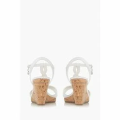 Dune London White Metalic Koala Plait T-Bar Strap Cork Wedge Heel Sandals -Dune London Sales unnamed file 2992