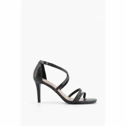 Dune London Black Musical Square Toe High Heel Sandals