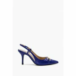 Dune London Blue Click Snaffle Point Slingback Sandals
