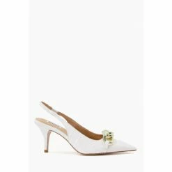 Dune London White Canary Chain Open Court Sandal