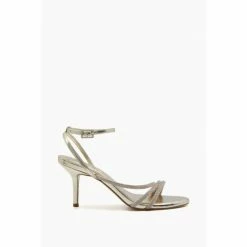 Dune London Wide Fit Gold Maximum Tubular Mid Heel Sandals