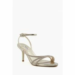 Alternative view of Dune London Wide Fit Gold Maximum Tubular Mid Heel Sandals