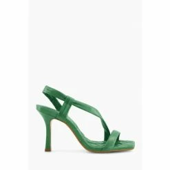 Dune London Green Marbled Square Toe Heeled Slingback Sandals