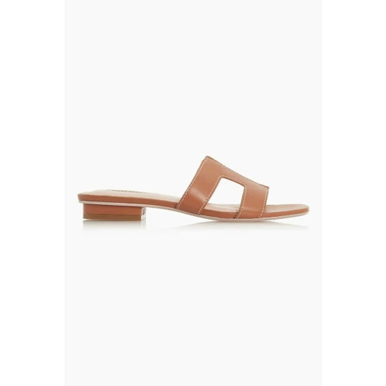 Dune London Tan Brown Loupe Leather Smart Slider Sandals 3 Dune London Tan Brown Loupe Leather Smart Slider Sandals