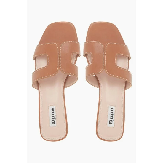 Dune London Tan Brown Loupe Leather Smart Slider Sandals 6 Dune London Tan Brown Loupe Leather Smart Slider Sandals - Image 4