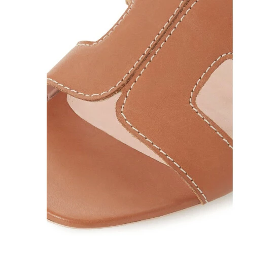 Dune London Tan Brown Loupe Leather Smart Slider Sandals 7 Dune London Tan Brown Loupe Leather Smart Slider Sandals - Image 5
