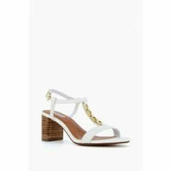 Dune London White Just Hardware Detail Block Sandals