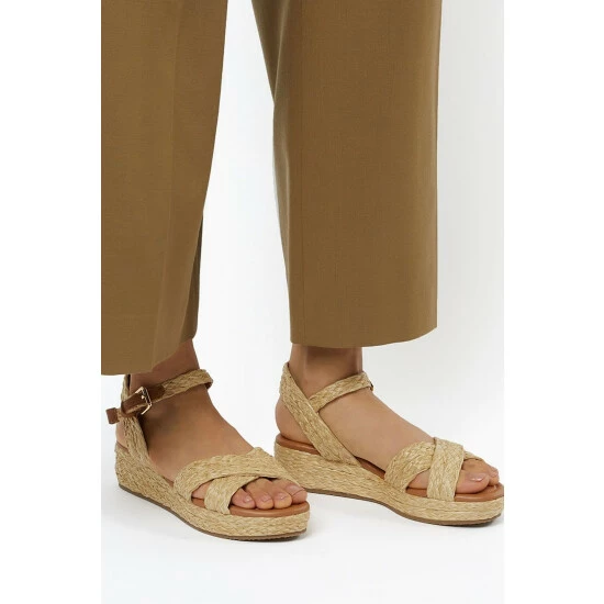 Dune London Natural Linnie Cross Strap Flatform Sandals 7 Dune London Natural Linnie Cross Strap Flatform Sandals - Image 5