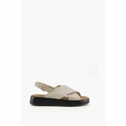Dune London Natural Latest Cross Strap Soft Volume Sandals