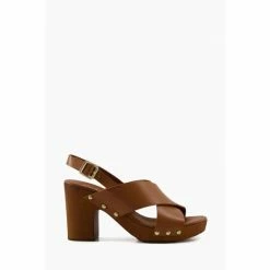 Dune London Brown Jingers Cross Strap Heeled Sandals