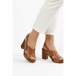 Dune London Brown Jingers Cross Strap Heeled Sandals -Dune London Sales unnamed file 3224