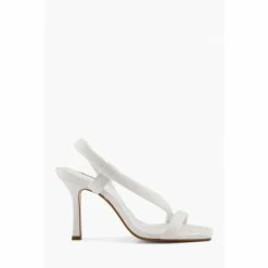 Dune London White Marbled Square Toe Heeled Slingback Sandals