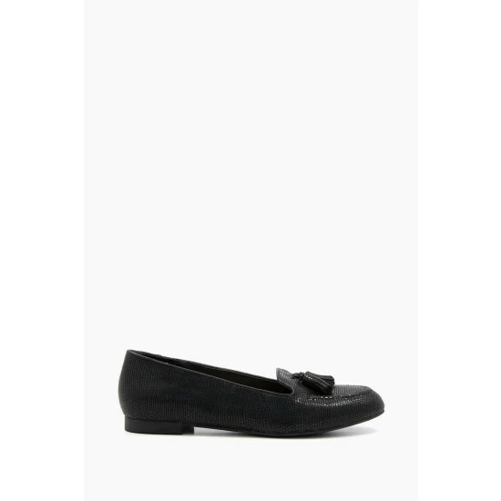 Dune London Black Gallerie Almond Toe Tassel Loafers 3 Dune London Black Gallerie Almond Toe Tassel Loafers