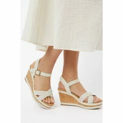 Dune London White Kelisa Braided Upper High Wedge Heel Sandals -Dune London Sales unnamed file 3270